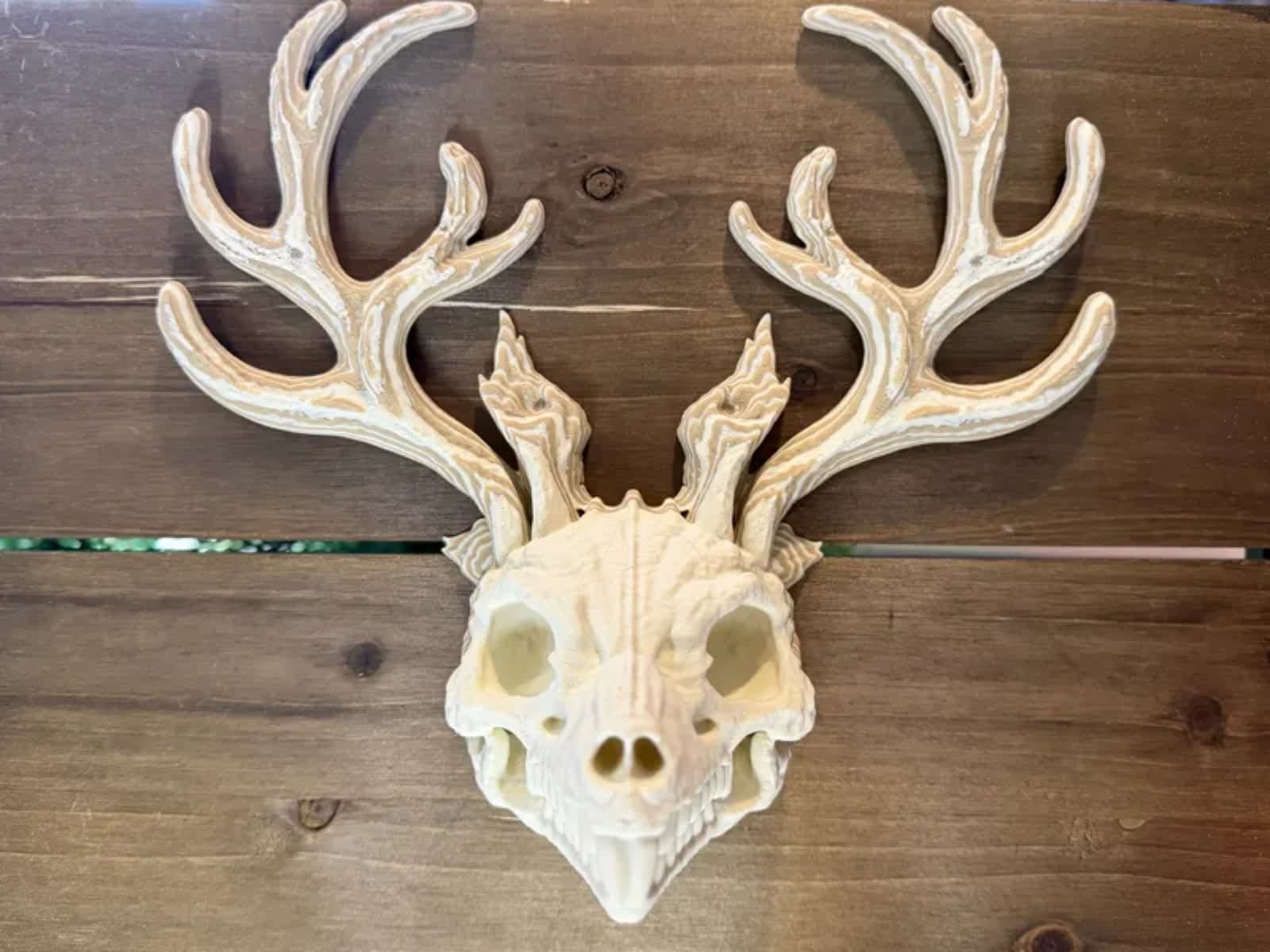 Jackalope Skull Wall Relic – Color-Stacked Antlers