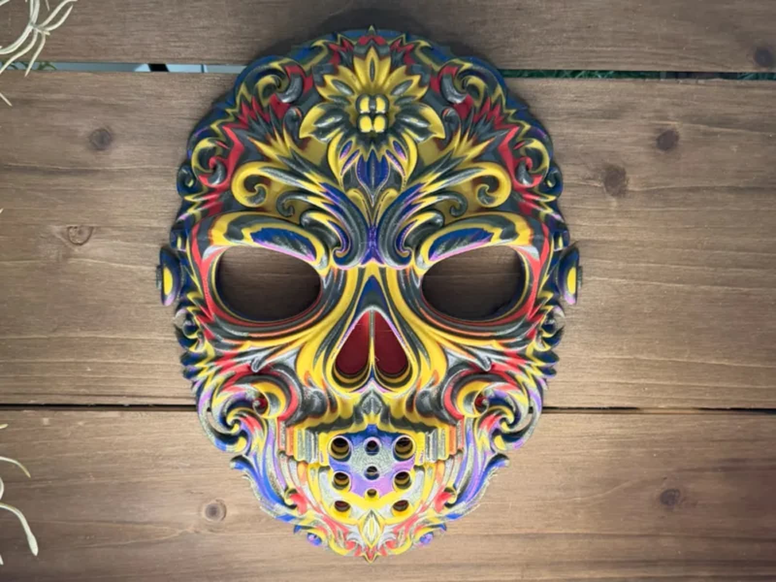 sugar skull Jason mask Halloween decor 7hr print
